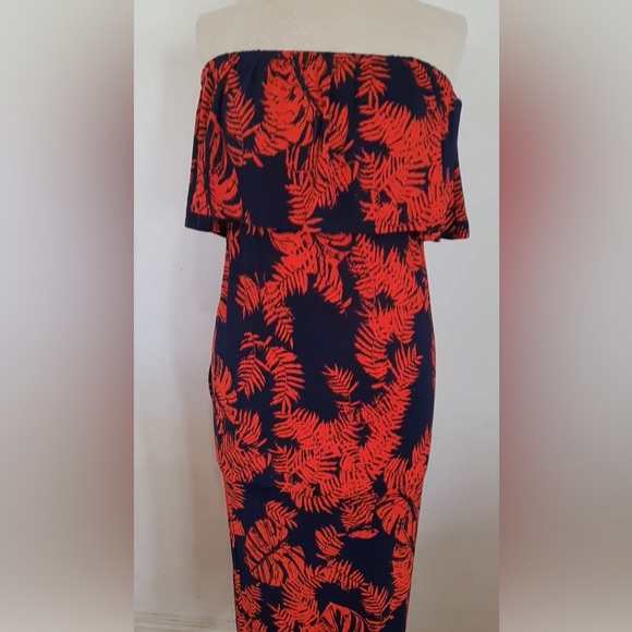 BOOHOO Tropical themed Palm Leaf Stretchy dress 8 Maxi party boho casual summer - Picture 3 of 13